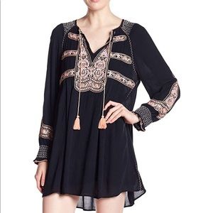 Wind Willow Embroidered V-Neck Mini Dress